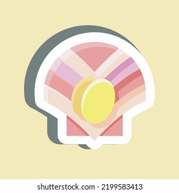 Sticker Scallop. suitable for seafood symbol. simple design editable. design template vector. simple illustration