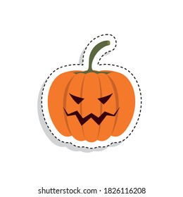 Sticker of a scary halloween pumpkin. Halloween icon - Vector illustration