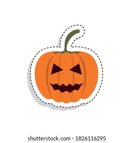 Sticker of a scary halloween pumpkin. Halloween icon - Vector illustration