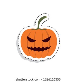 Sticker of a scary halloween pumpkin. Halloween icon - Vector illustration
