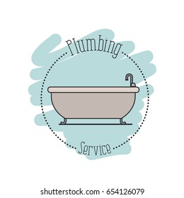 sticker scene of bath dripping flooded plumbing service vector illustration