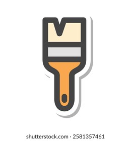 Sticker school supplies related single item icon brush