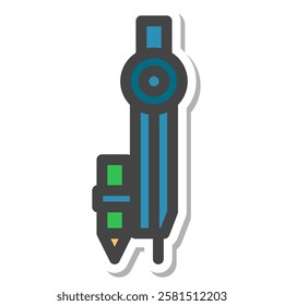 Sticker school tools related single item icon compass