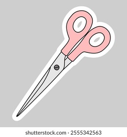 Sticker with scissors, stationery or art supply, doodle style vector