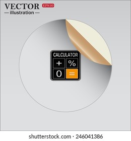 Sticker self-adhesive paper. calculator, vector illustration, EPS 10