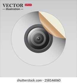 sticker self-adhesive paper, camera, vector illustration, EPS 10