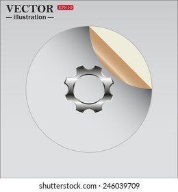 Sticker self-adhesive paper. Cog Settings , vector illustration, EPS 10