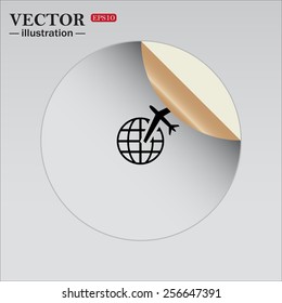 sticker self-adhesive paper, Fashion Icon aircraft around the world, vector illustration, EPS 10