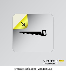 sticker self-adhesive paper, Hand saw woodworking instrument icon, vector illustration, EPS 10