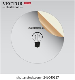 Sticker self-adhesive paper. incandescent bulb, vector illustration, EPS 10
