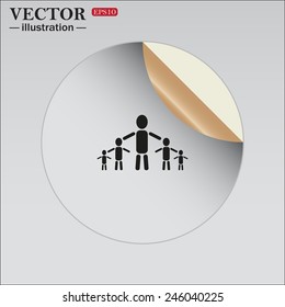 Sticker self-adhesive paper. kids silhouette family , vector illustration, EPS 10
