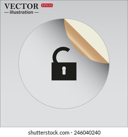 Sticker self-adhesive paper. open lock, vector, EPS 10