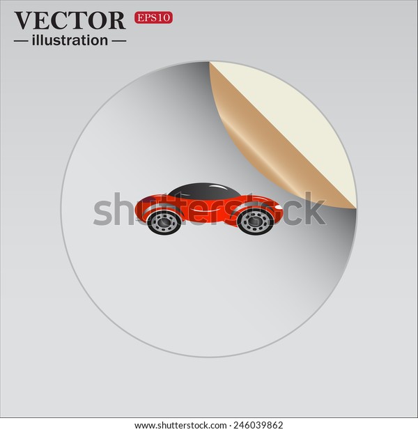 Sticker self-adhesive paper. red car , vector\
illustration, EPS 10
