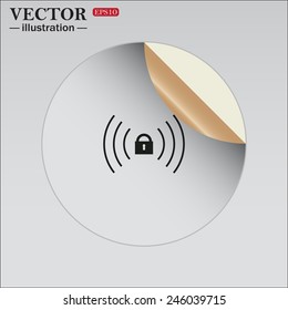 Sticker self-adhesive paper. Wireless network access is closed, locked, vector illustration, EPS 10