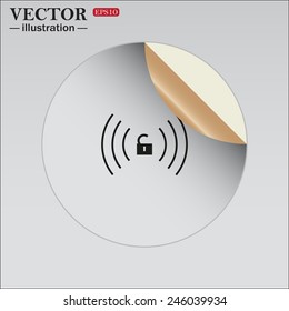 Sticker self-adhesive paper. Wireless network access is open, unlocked , vector illustration, EPS 10