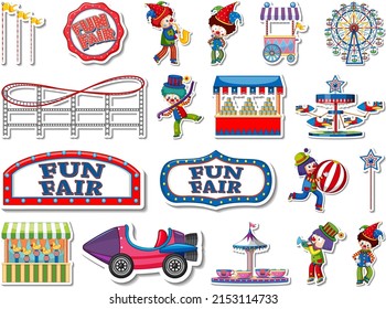 Sticker Set Amusement Park Fun Fair Stock Vector (Royalty Free ...