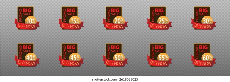 Sticker set, big sale and discounts. Stickers of offers and percentages.