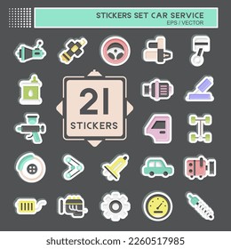 Sticker Set Car Service. relacionado con el símbolo del servicio de coches. reparador. motor. ilustración simple