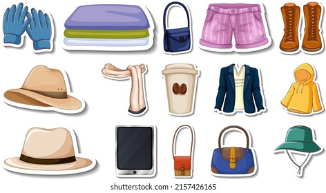 Sticker set clothes   accessories illustration