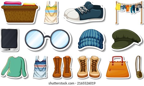 Sticker set clothes   accessories illustration