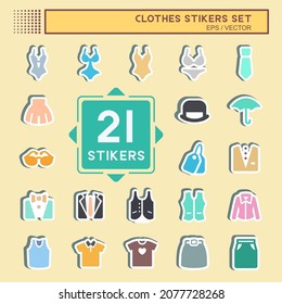 Sticker Set Clothes ,Simple illustration,Editable stroke,Design template vector, Good for prints, posters, advertisements, announcements, info graphics, etc.