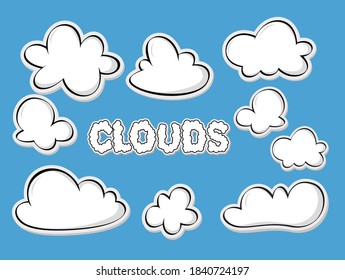 Conjunto de etiquetas del icono de nubes,Ilustración vectorial