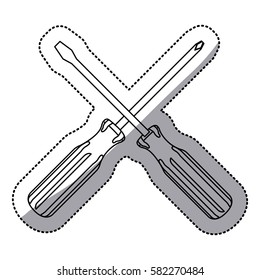 sticker set collection screwdriver icon tools vector illustration