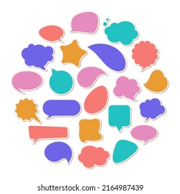Sticker set, collection of speech bubbles, vector template