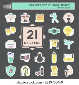 Sticker Set Combat Sport. related to education symbol. simple design editable. simple illustration.boxing