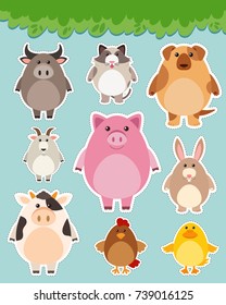 Sticker set with cute animals