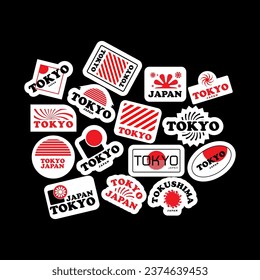 Sticker set Cute vector template decorated with cartoon image and aesthetic quotes graphic design