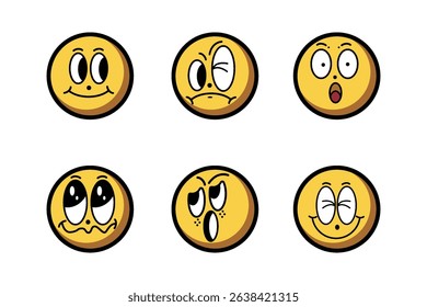 Sticker set Cute vector template decorated with cartoon image and aesthetic quotes graphic design