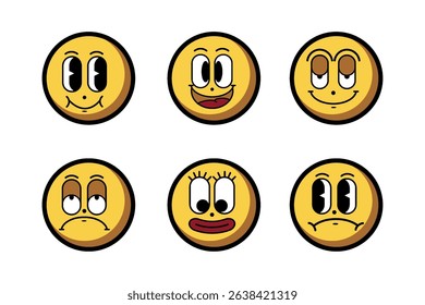 Sticker set Cute vector template decorated with cartoon image and aesthetic quotes graphic design