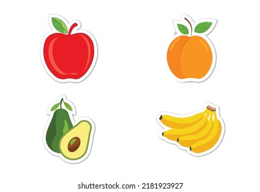 Conjunto de etiquetas de diferentes frutos, Ilustración vectorial plana 