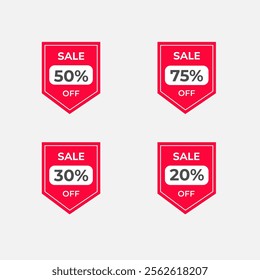 Sticker set for discounts in flat style.