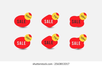 Sticker set for discounts in flat style.