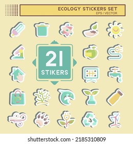Sticker Set Ecology. suitable for education symbol. simple design editable. design template vector. simple illustration