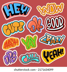 Sticker set Expression Cartoon Vector