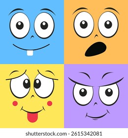 Sticker set Expression Cartoon Vector