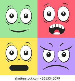 Sticker set Expression Cartoon Vector