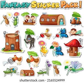 Sticker set of Fairy tale characters illustration