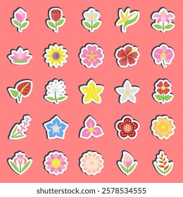 Sticker set of flowers. Beautiful flowers elements.