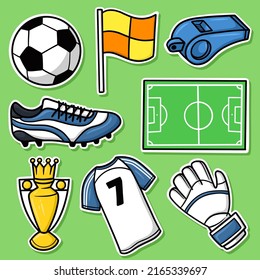 Sticker set football Cartoon Vector