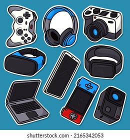 Ajuste de la pegatina Vector de dibujos animados de gadget.