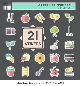 Sticker Set Garden. adecuado para símbolo de jardín. diseño simple editable. vector de plantilla de diseño. ilustración de símbolo simple