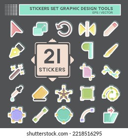 Sticker Set Grafikdesign Tools. in Zusammenhang mit dem Symbol für Grafikdesign-Tools steht. einfaches Design bearbeitbar. einfache Abbildung. einfache Vektorgrafik