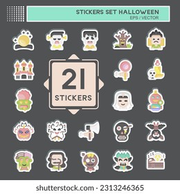 Sticker Set Halloween. related to Celebration symbol. simple design editable. simple illustration