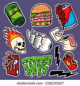 Ilustración de caricatura de monstruo dibujado a mano