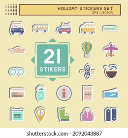Sticker Set Holiday - Simple illustration,Editable stroke,Design template vector, Good for prints, posters, advertisements, announcements, info graphics, etc.
