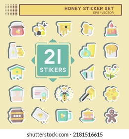 Sticker Set Honey. suitable for Bee Farm. simple design editable. design template vector. simple illustration